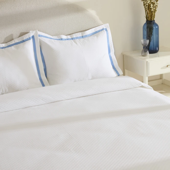 Karaca Home White Collection Doris %100 Pamuk Çift Kişilik Yatak Örtüsü Takımı Mavi 