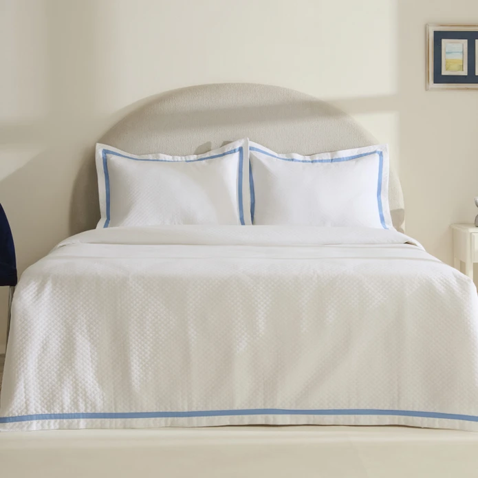 Karaca Home White Collection Doris %100 Pamuk Çift Kişilik Yatak Örtüsü Takımı Mavi 