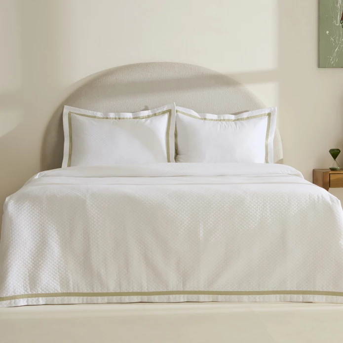 Karaca Home White Collection Doris %100 Pamuk Çift Kişilik Yatak Örtüsü Takımı Adaçayı