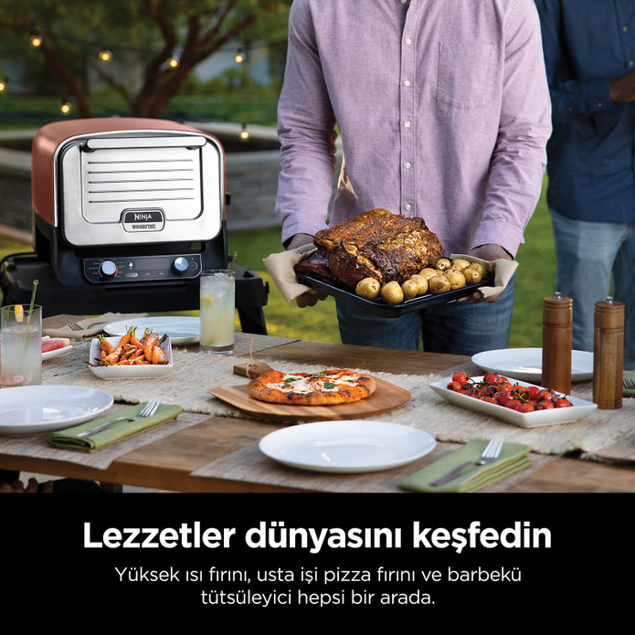 Ninja Woodfire Elektrikli Dış Mekan Fırın, Artisan Pizza Makinesi ve Barbekü Smoker