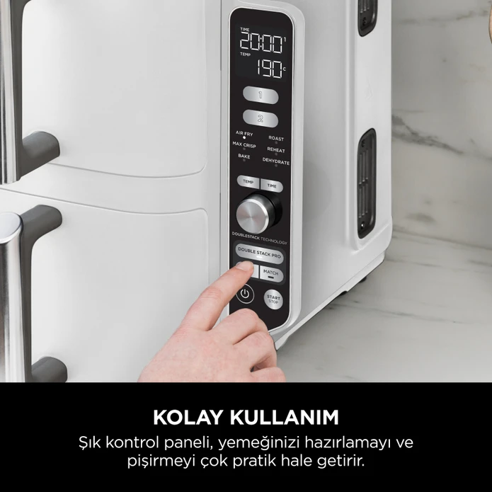 Ninja Double Stack Çift Hazneli XL Air Fryer Beyaz 9.5L 