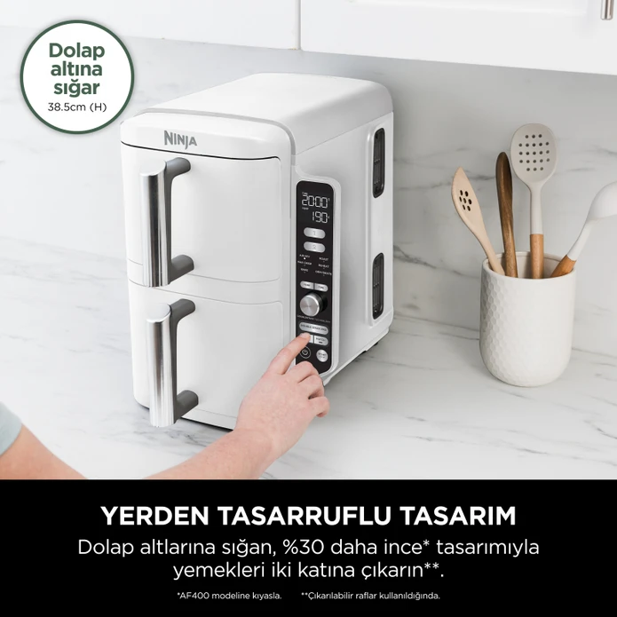 Ninja Double Stack Çift Hazneli XL Air Fryer Beyaz 9.5L 
