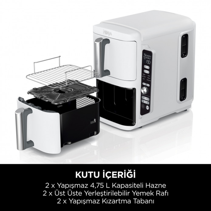 Ninja Double Stack Çift Hazneli XL Air Fryer Beyaz 9.5L 