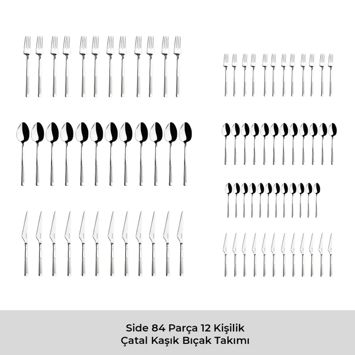 Emsan Side 84 Parça 12 Kişilik Çatal Kaşık Bıçak Takımı
