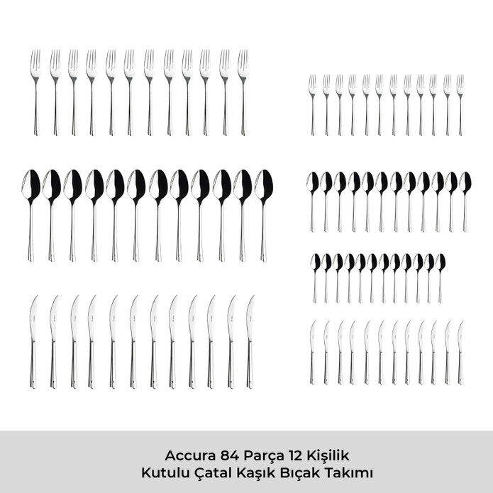 Emsan Accura 84 Parça 12 Kişilik Çatal Kaşık Bıçak Takımı