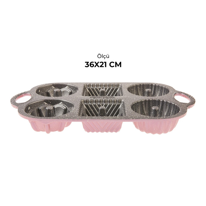 Emsan Griss One Six 6'lı Döküm Kek Kalıbı Pink 