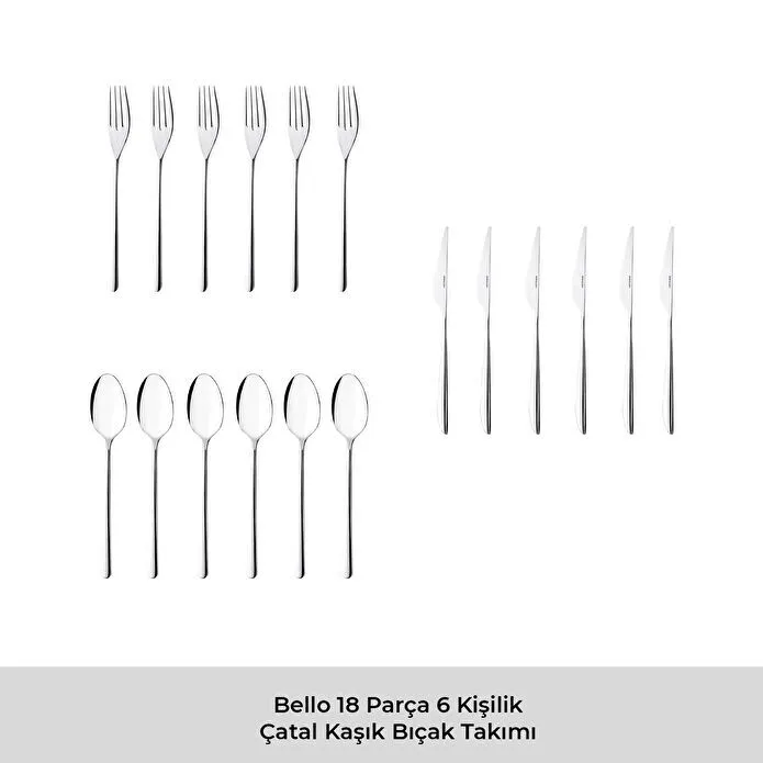 Emsan Bello 18 Parça 6 Kişilik Çatal Kaşık Bıçak Takımı