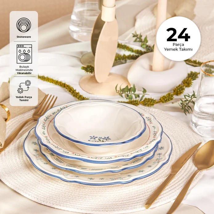 Emsan Farina Porselen 24 Parça 6 Kişilik Yemek Takımı