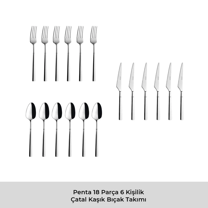 Emsan Penta 18 Parça 6 Kişilik Çatal Kaşık Bıçak Takımı
