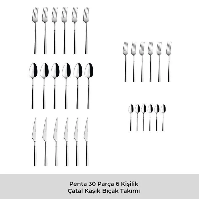 Emsan Penta 30 Parça 6 Kişilik Çatal Kaşık Bıçak Takımı