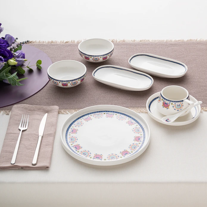 Emsan Ethnic Pink Porselen 32 Parça 6 Kişilik Kahvaltı/Servis Takımı