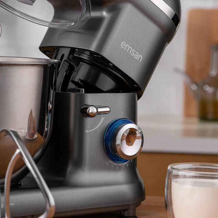 Emsan Bella Gusto Comfort Kıyma Çekme Aparatlı Hamur Yoğurma Makinesi Gri 1300W 5,5L