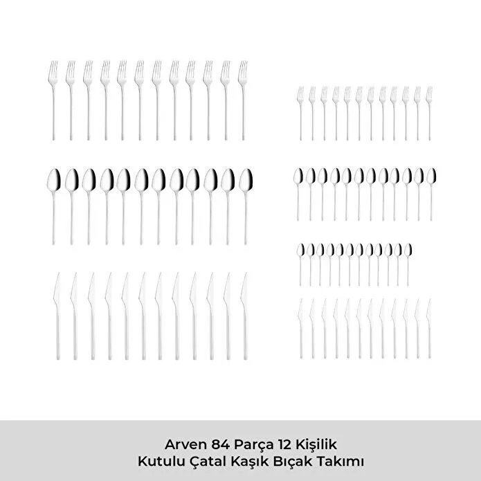 Emsan Arven 84 Parça 12 Kişilik Kutulu Çatal Kaşık Bıçak Takımı