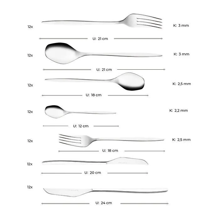 Emsan Alisa 84 Parça 12 Kişilik Kutulu Çatal Kaşık Bıçak Takımı