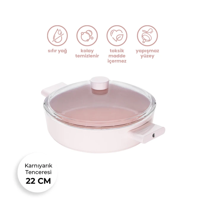 Emsan Swiss Crystal Karnıyarık Tenceresi Pembe 22 cm