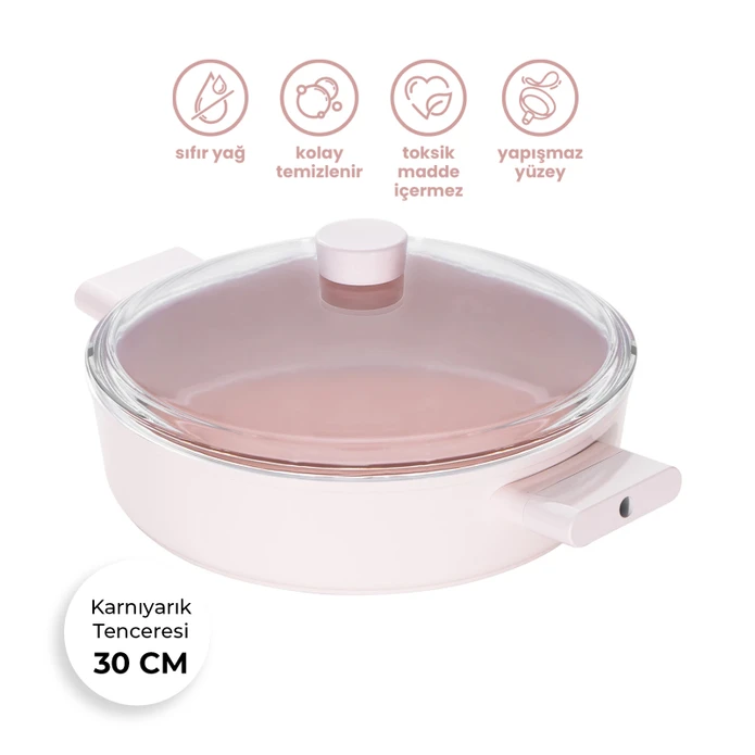 Emsan Swiss Crystal Karnıyarık Tenceresi Pembe 30 cm