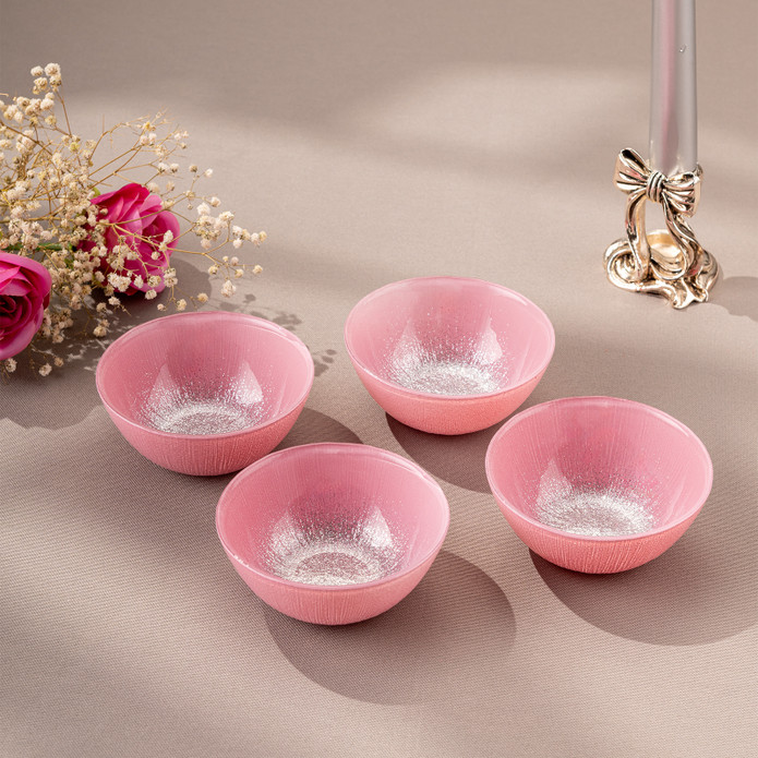Emsan Pastel 4 Parça Cam Kase 10 cm Pembe