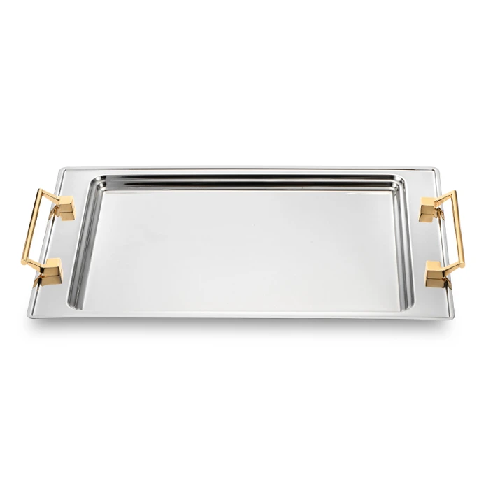 Jumbo Taranto Çelik Küçük Tepsi Gold 41 x 28 cm