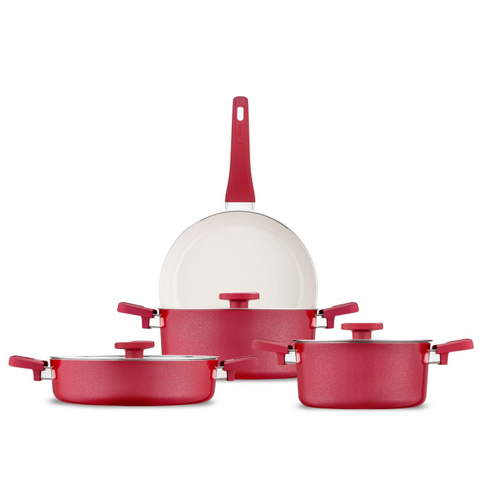 Jumbo Swiss Crystal 7 Parça Tencere Seti Red