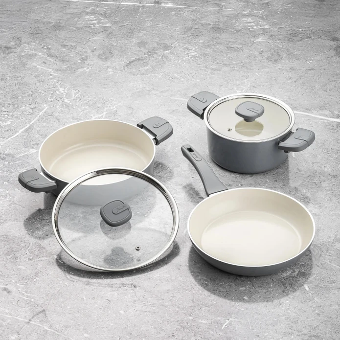 Jumbo Swiss Crystal Grey 5 Parça İndüksiyon Tabanlı Tencere Seti