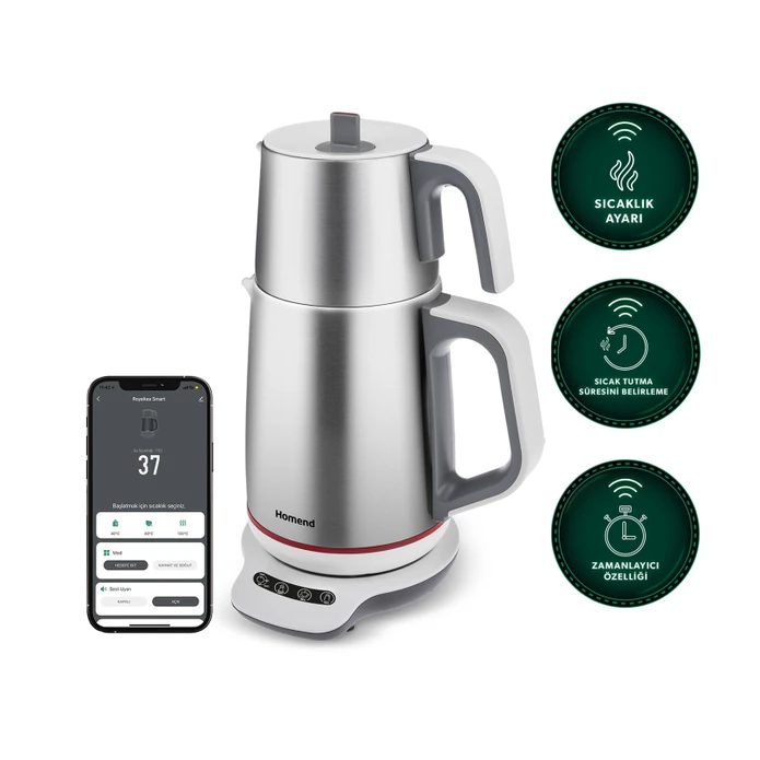 Homend Royaltea Smart 1790H Inox Konuşan Çay Makinesi (Wi-Fi)