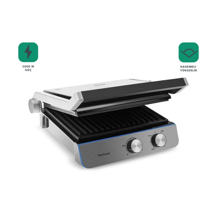 Homend Grilliant 1344H Inox Gövdeli, Döküm Plakalı Tost ve Izgara Makinesi