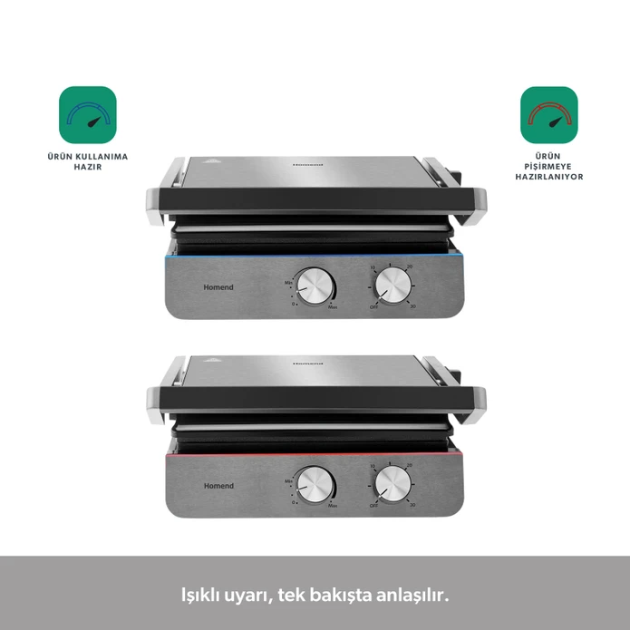 Homend Grilliant 1344H Inox Gövdeli, Döküm Plakalı Tost ve Izgara Makinesi