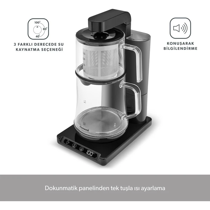 Homend Smart Royaltea Plus 2 in 1 Otomatik Çay ve Türk Kahve Makinesi Siyah