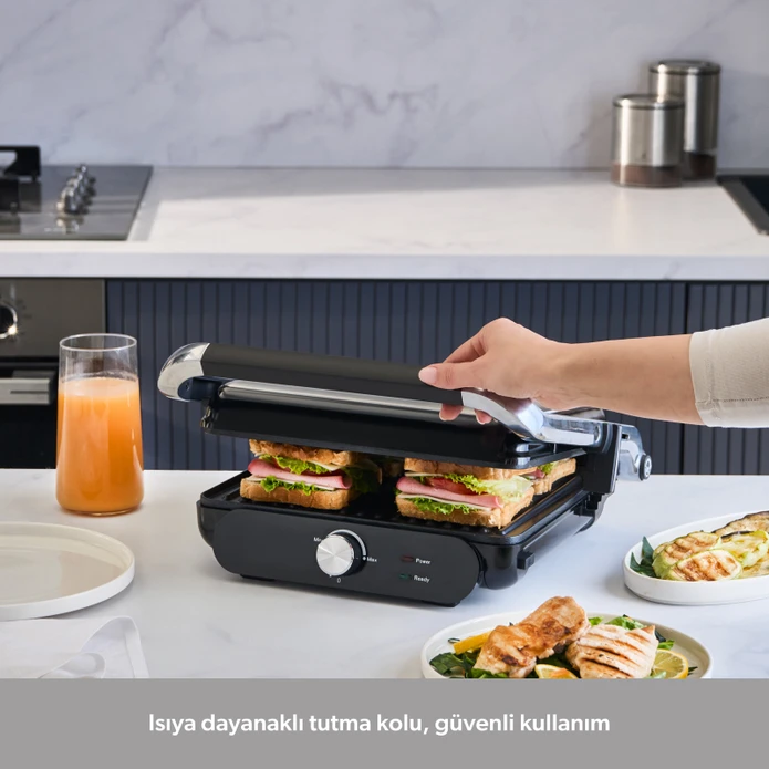 Homend Grilliant 1366H Inox Gövdeli Çıkarılabilir Döküm Plakalı Tost ve Izgara Makinesi