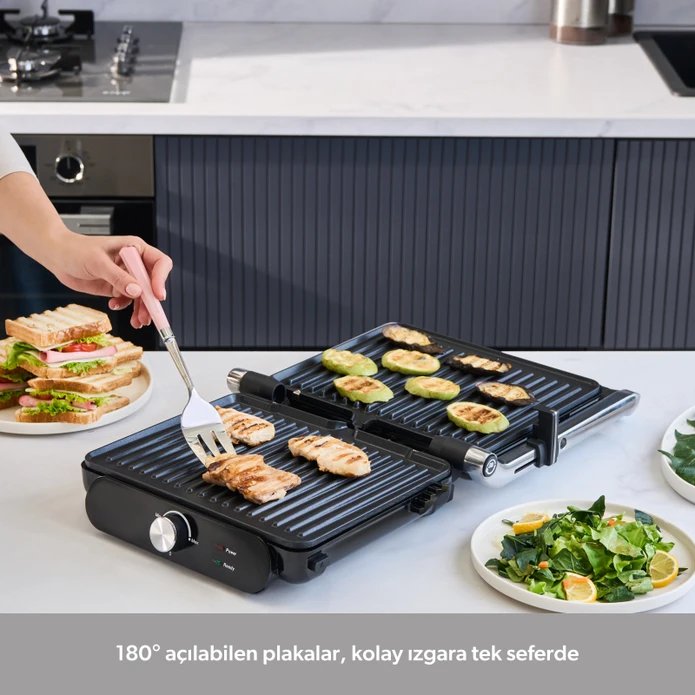 Homend Grilliant 1366H Inox Gövdeli Çıkarılabilir Döküm Plakalı Tost ve Izgara Makinesi
