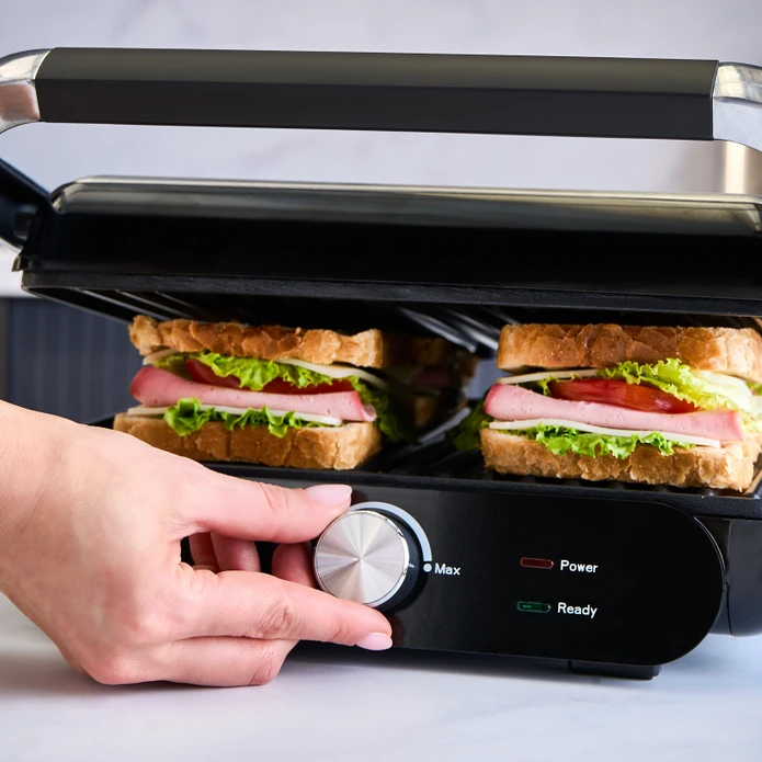 Homend Grilliant 1366H Inox Gövdeli Çıkarılabilir Döküm Plakalı Tost ve Izgara Makinesi