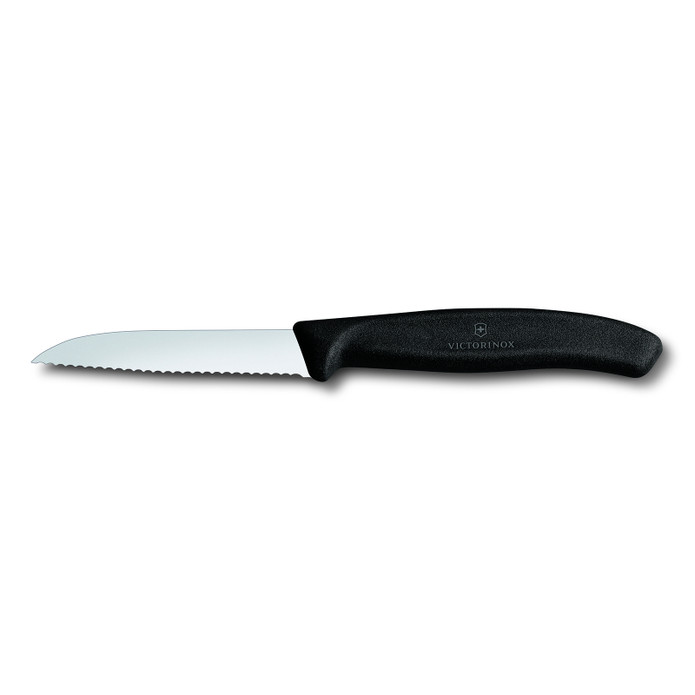 Victorinox Tırtıklı Soyma Bıçağı Düz Siyah 8 cm