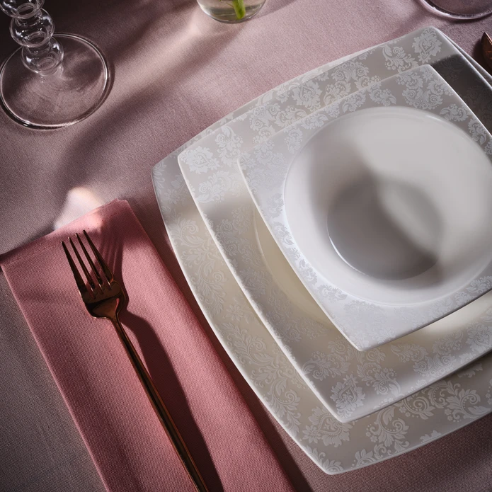 Karaca Square Bone Celes 53 Parça 12 Kişilik Yemek Takımı
