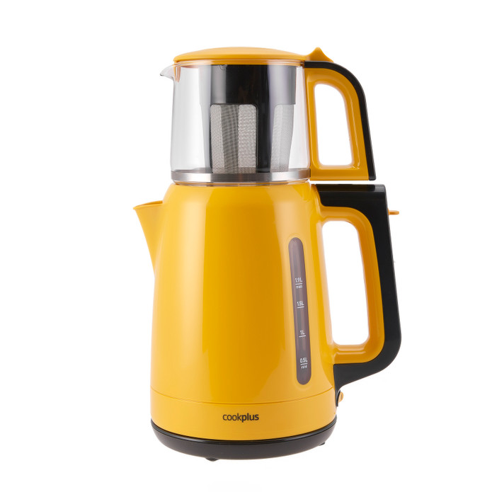 Cookplus Çift Rezistanslı Çay Makinesi-Kettle Sarı 