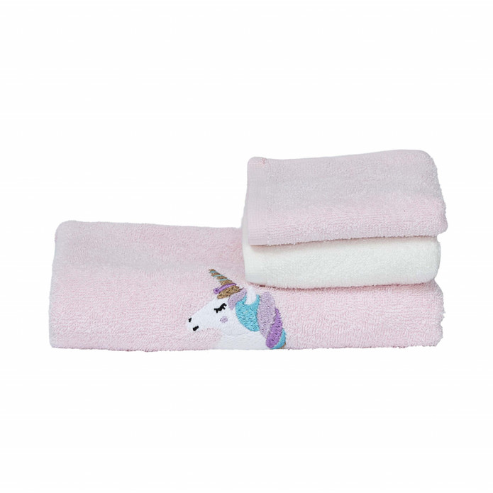 Sarah Anderson Unicorn 3 Parça Pudra %100 Pamuk Havlu Seti