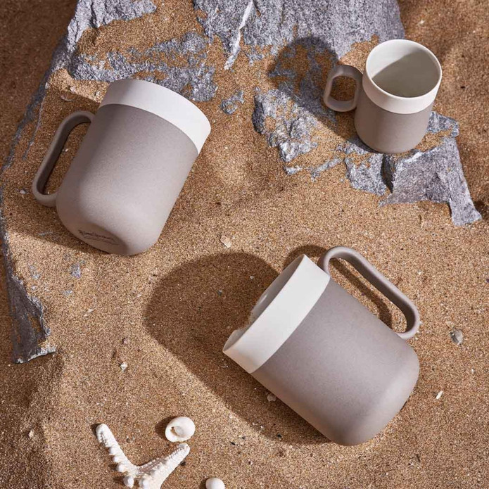 Esma Dereboy Capsule El Yapımı Porselen Kahve Fincanı 80 ml Taş Rengi/Fildişi