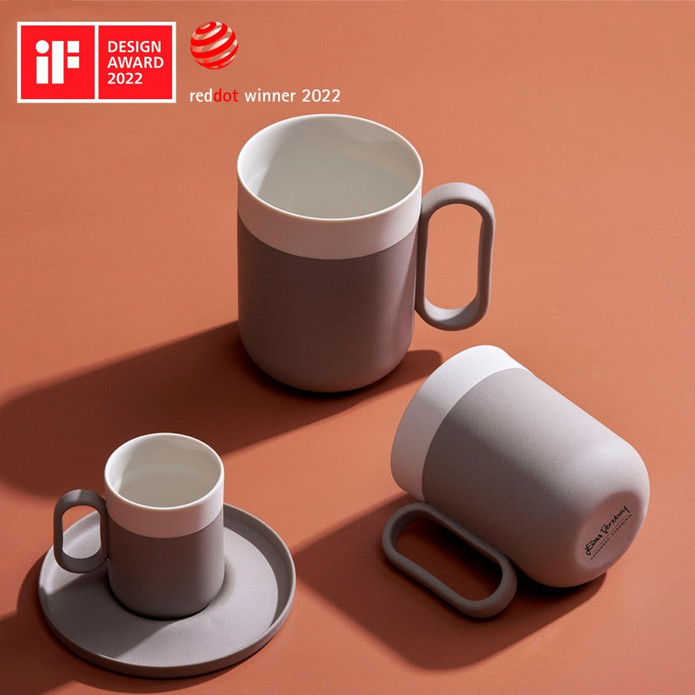 Esma Dereboy Capsule El Yapımı Porselen Kahve Fincanı Tabağı 10 cm Taş Rengi