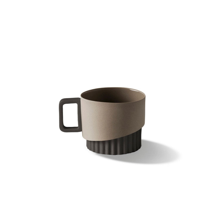 Esma Dereboy Korint El Yapımı Porselen Çay Fincanı 200 ml Siyah/Taş Rengi