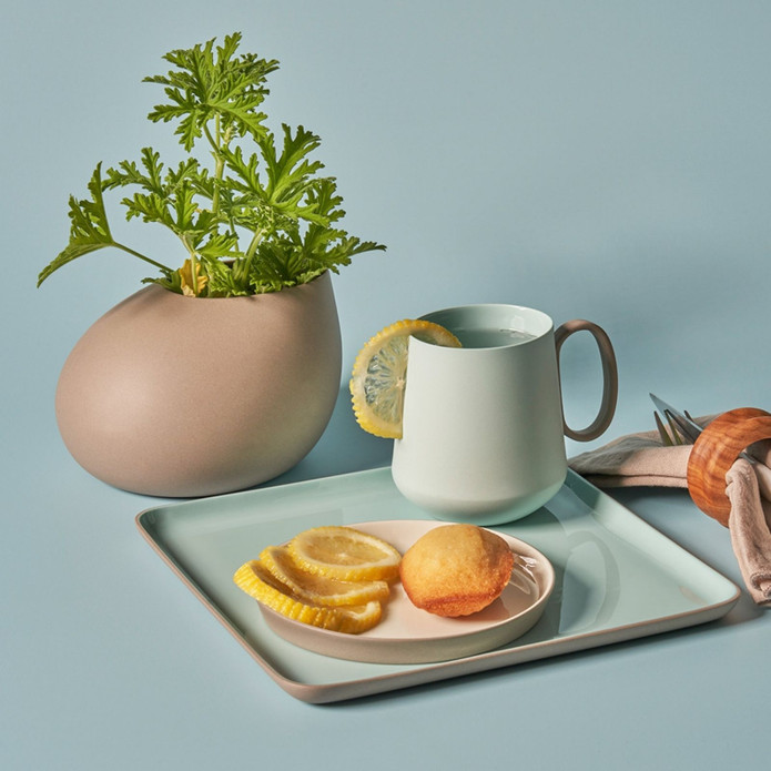 Esma Dereboy El Yapımı Porselen Yuvarlak Ekmek Tabağı 13,5 cm Taş Rengi/Fildişi
