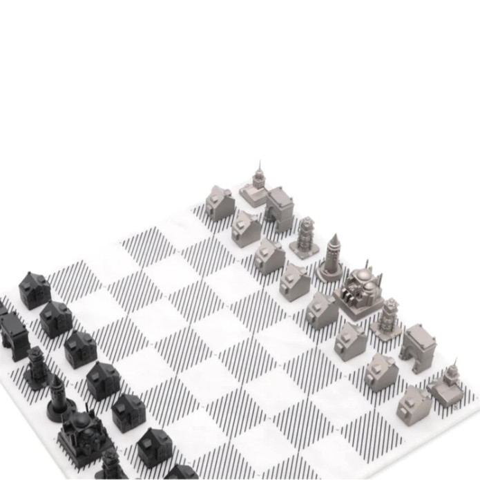 Skyline Chess Paslanmaz Çelik Mermer Satranç Takımı İstanbul