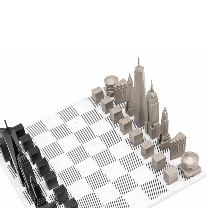 Skyline Chess Paslanmaz Çelik Mermer Satranç Takımı New York