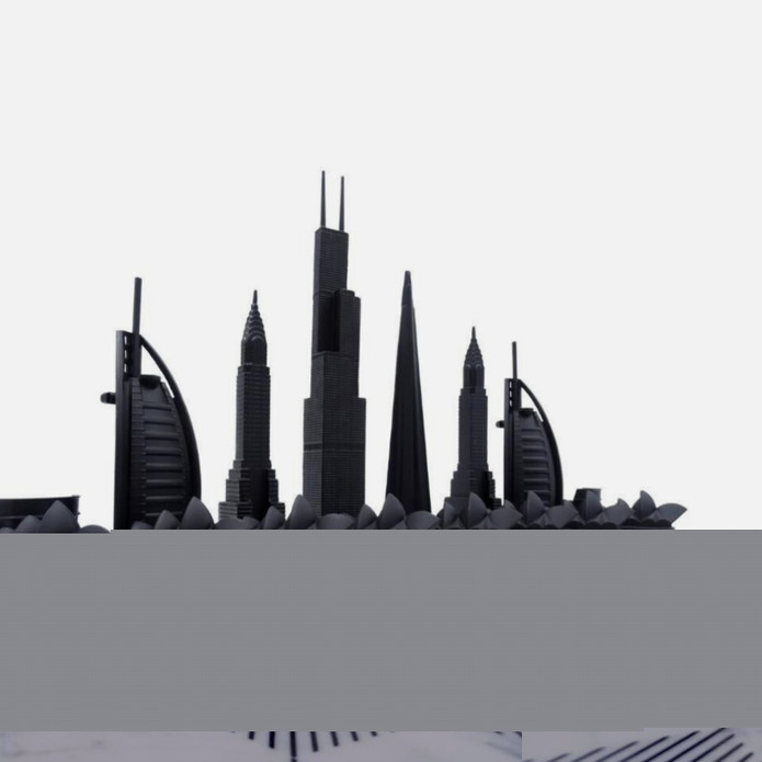 Skyline Chess Paslanmaz Çelik Izgara Desenli Mermer Dünya Simgeleri 