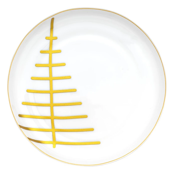 İstanbul Porselen Starlight Fine Bone New Year Yılbaşı Pasta Tabağı Gold 21 cm