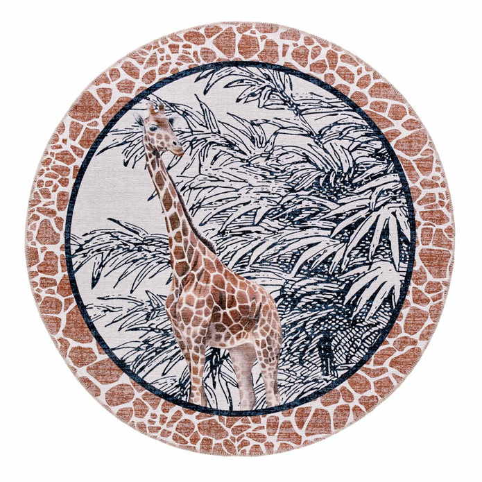 Kaşmir Halı Dekoratif Art Trend Jungle Giraffe 120x120 cm