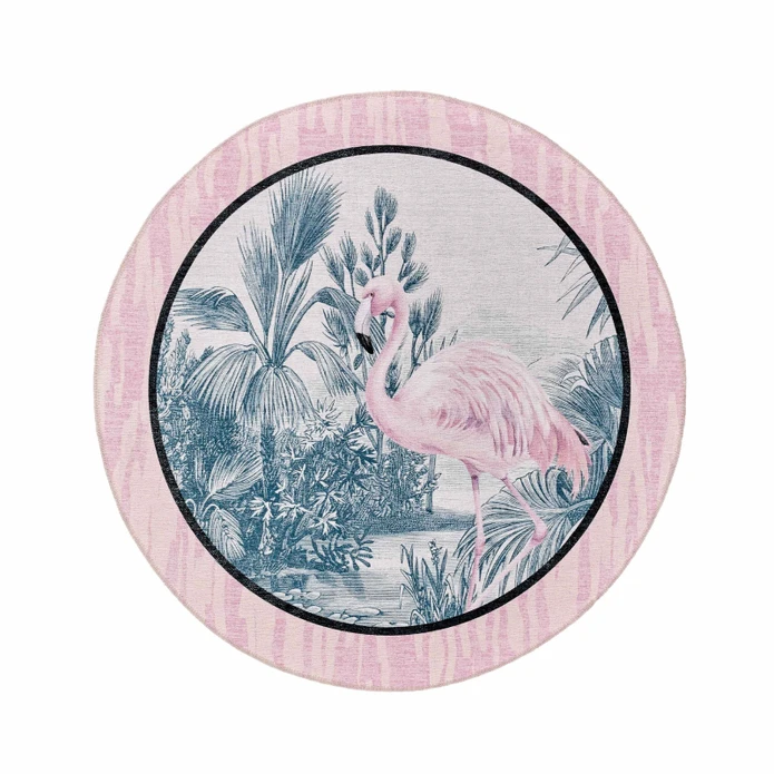 Kaşmir Halı Dekoratif Art Trend Jungle Flamingo 120x120 cm