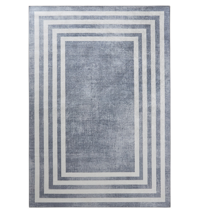 Sare By Kaşmir Halı Frame Gray Yıkanabilir Kaymaz Taban 100x300 cm