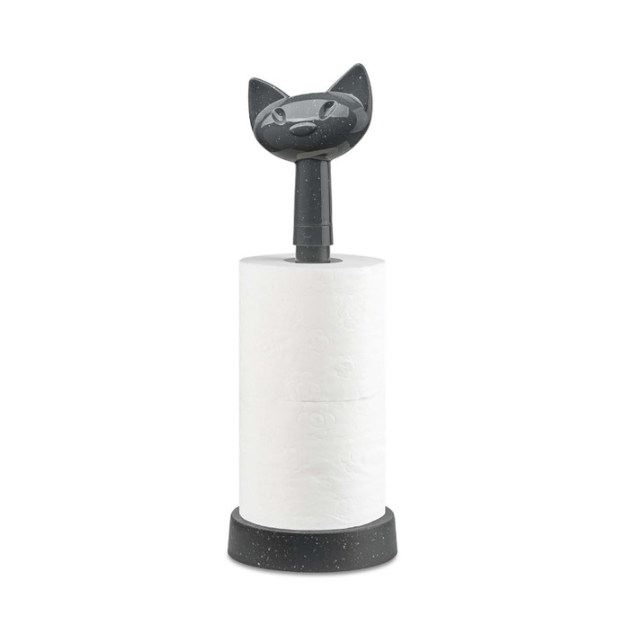 Koziol Kedi Başlıklı Tuvalet Kağıdı Rulo Tutucu Gri