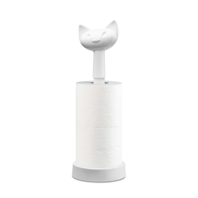 Koziol Kedi Başlıklı Tuvalet Kağıdı Rulo Tutucu Beyaz