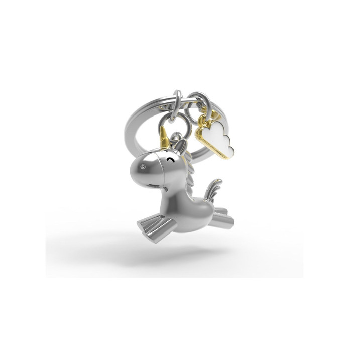 Metalmorphose 3D Uçan Unicorn Anahtarlık Gümüş