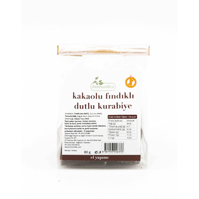 Immunflex Kakaolu Fındıklı Dutlu Kurabiye 80 gr